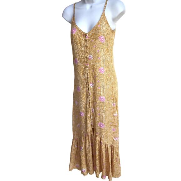 Beachgold Button Down Sundress with Ruffled Hem-Has Sml Ink Spots-size XS - Picture 3 of 11